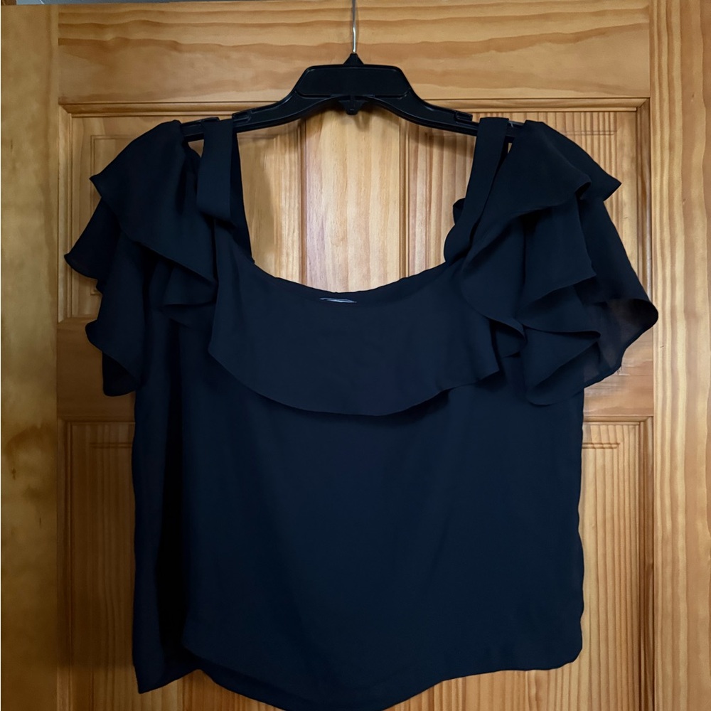 J. Crew Black Ruffle Blouse - Picture 2 of 3